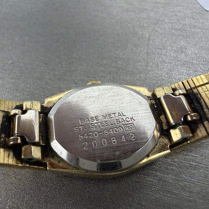 Seiko Watch Women 16mm Champagne Dial Gold Tone Hexagon 5420-5409 New Battery9