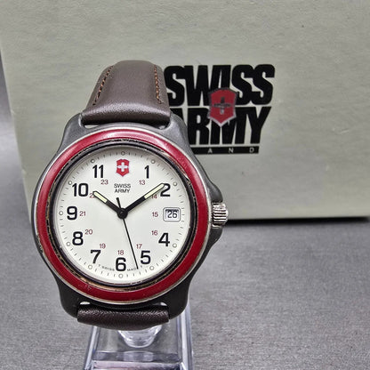 Victorinox Swiss Army Watch Men 39mm White Dial Black Tone Date Round New Batt0