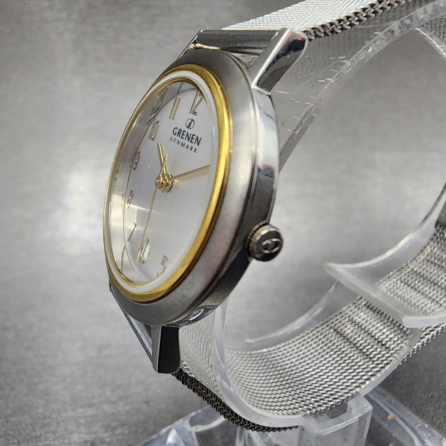 Skagen Grenen Watch Women 28mm Silver Dial Steel Date Mesh Band New Battery