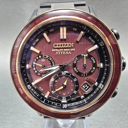 Citizen Attesa Satellite Wave GPS Watch Men Red Dial Black Date Power of Antares1