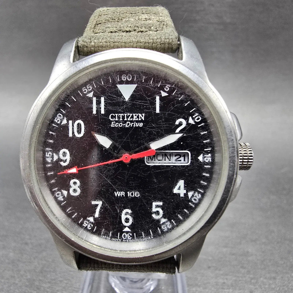 Citizen Eco-Drive Garrison Field Watch Men 37mm Black Dial Steel Daydate Works0