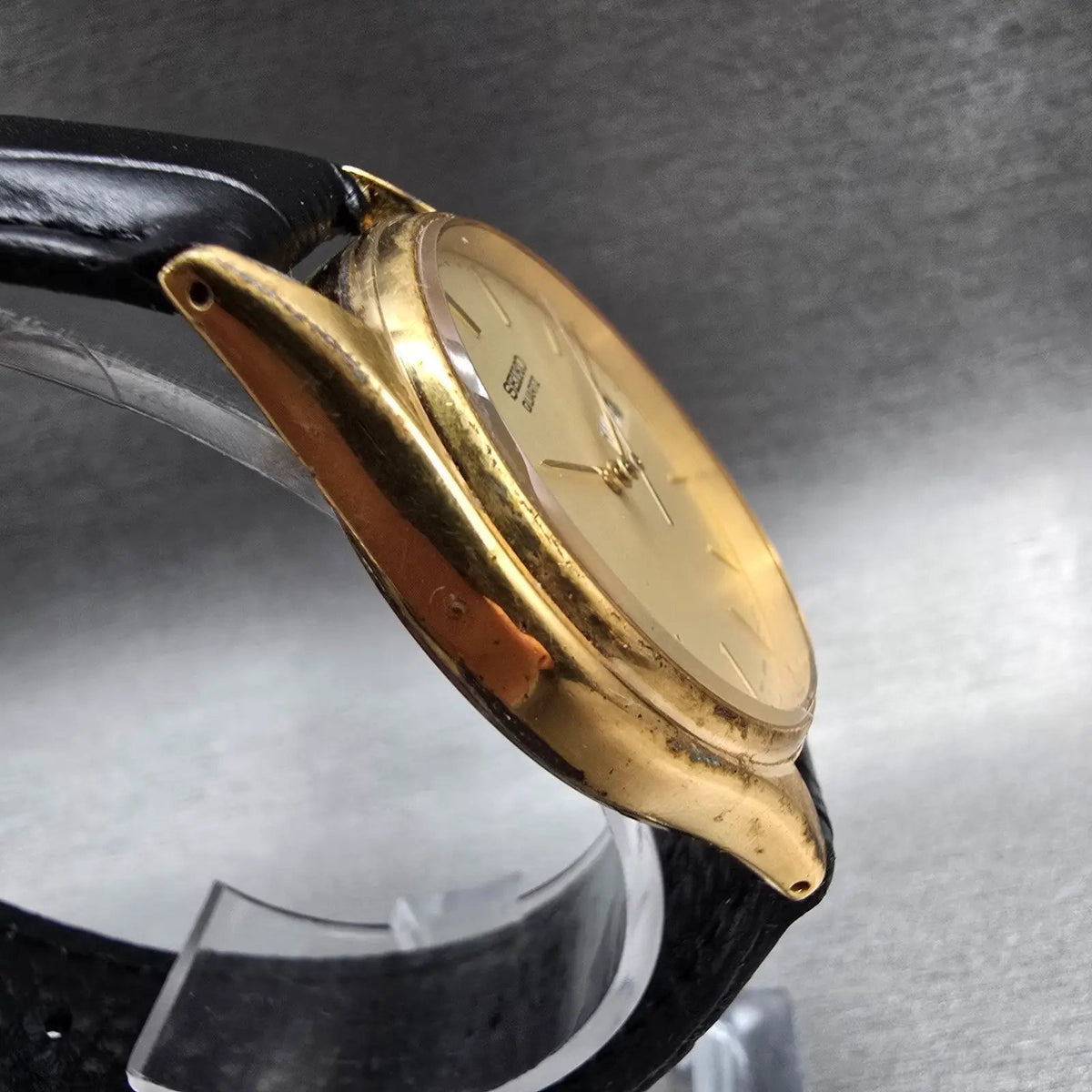Seiko Watch Men 34mm Champagne Dial Gold Tone Daydate Round 7N43-8A89 New Batt X3