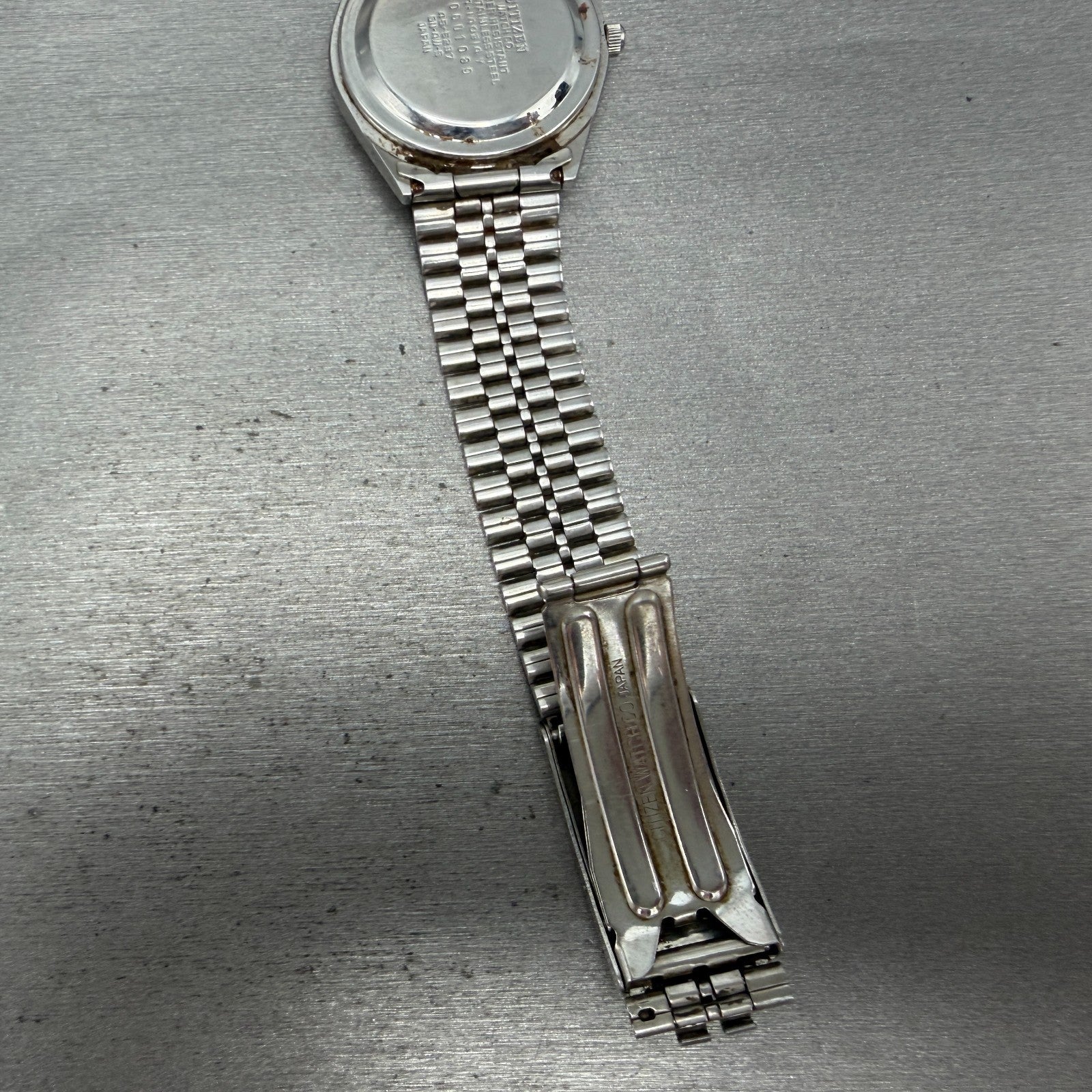 Citizen Seven Star Watch Men 35mm Silver Dial Silver Tone Daydate 4-140214 PARTS14