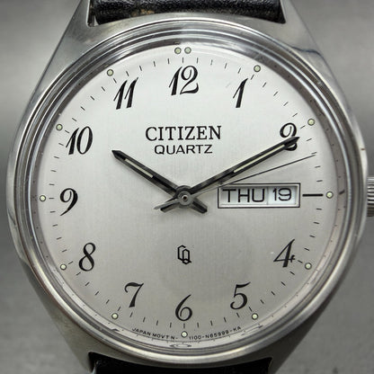 Citizen CQ Watch Men 36mm White Dial Silver Tone Daydate 1100-S63804 New Batt 561