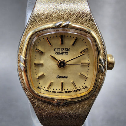 Citizen Seven Watch Women 18mm Champagne Dial Gold Tone 2030202791 New Battery1