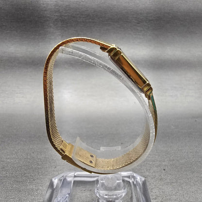 Seiko Lassale Watch Women 12mm Gold Dial Gold Tone Rectangle 2E50-5009 New Batt8