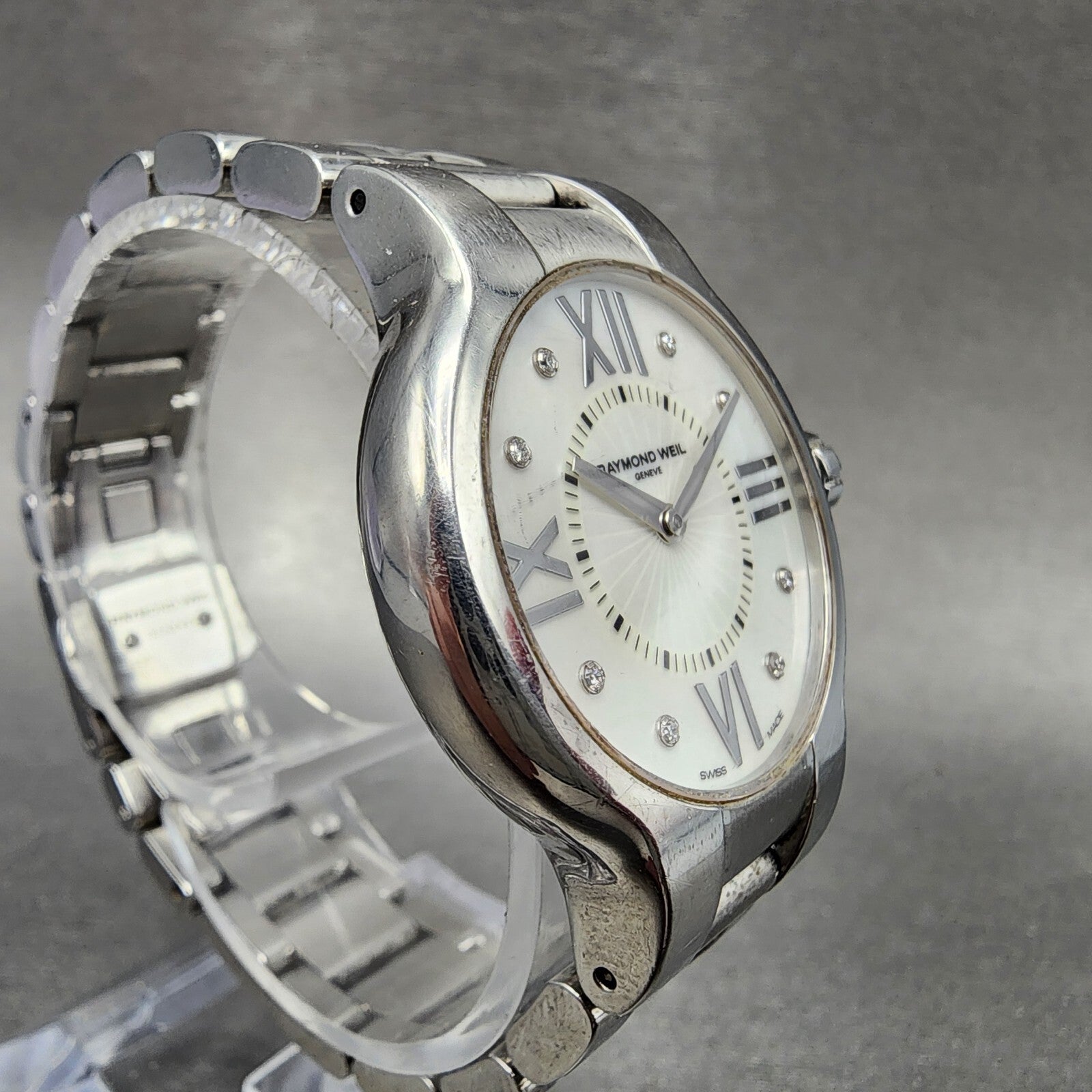 Raymond Weil Noemia Watch Women 32mm MOP Dial Steel Diamond Marker 5932 New Batt3