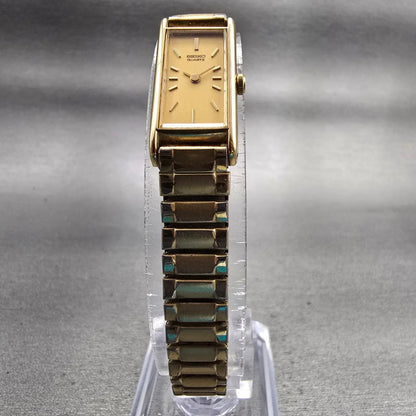 Seiko Tank Watch Women 12mm Gold Dial Gold Tone Rectangle 2E20-5239 New Battery5