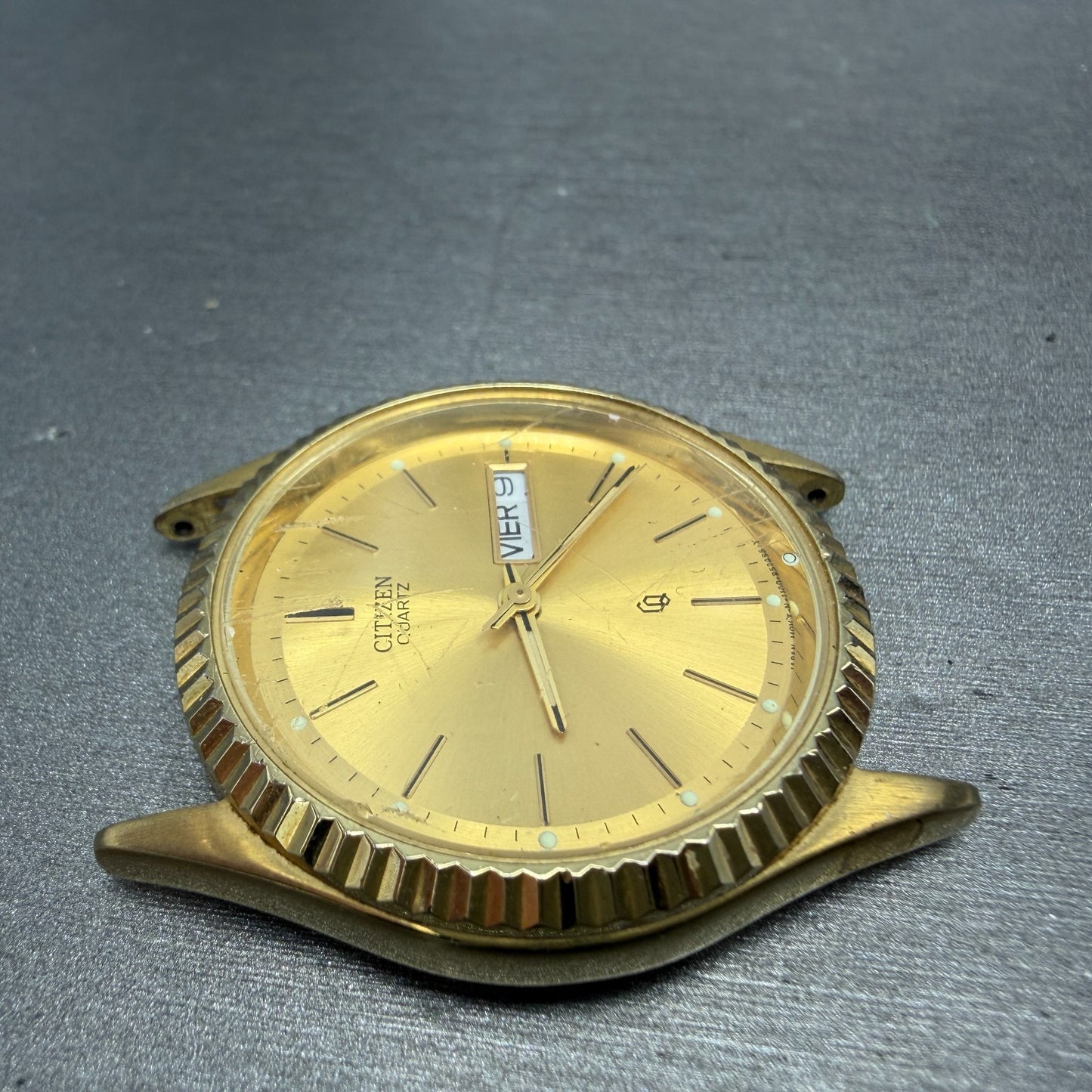 Citizen CQ President Watch Men 35mm Champagne Dial Gold Tone Daydate PARTS4