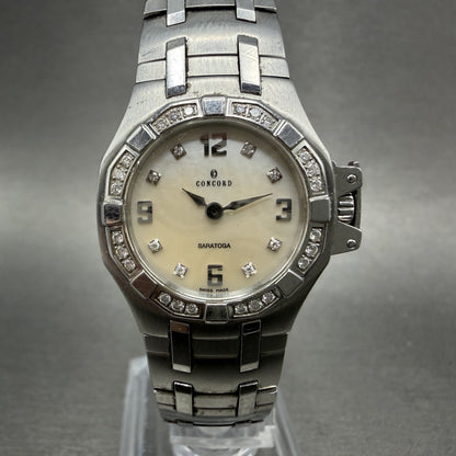 Concord Saratoga Watch Women 25mm MOP Dial Steel Diamond Bezel 14.25.1833 NewBat0