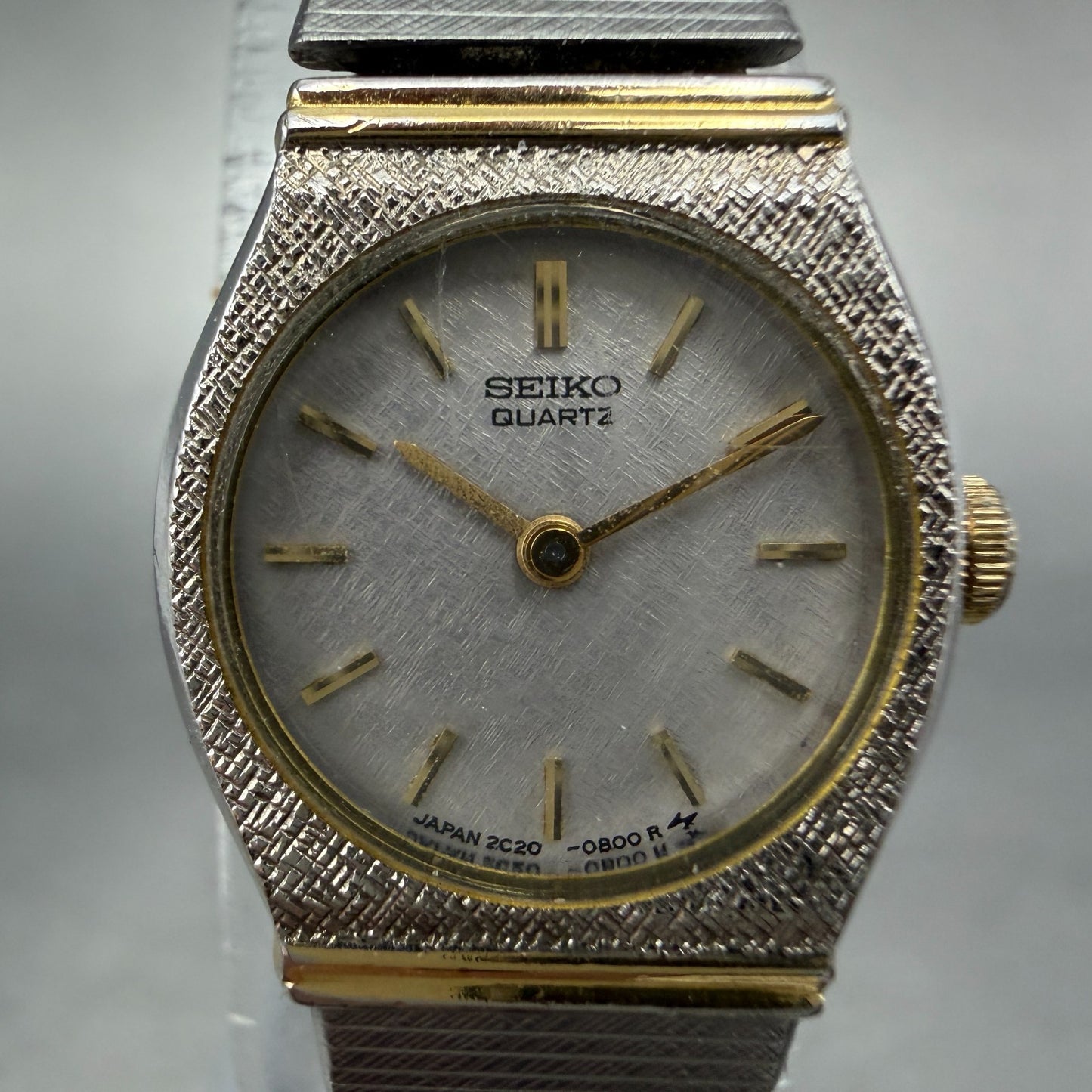 Seiko Watch Women 16mm Silver Dial Two Tone Round 2C20-0259 New Battery 56G1