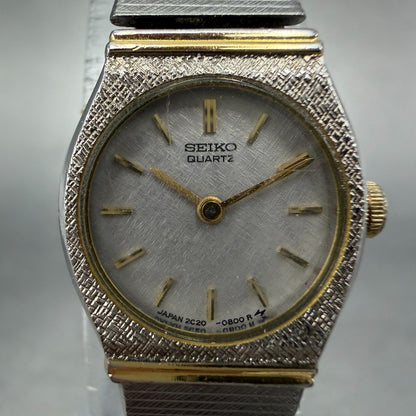 Seiko Watch Women 16mm Silver Dial Two Tone Round 2C20-0259 New Battery 56G1