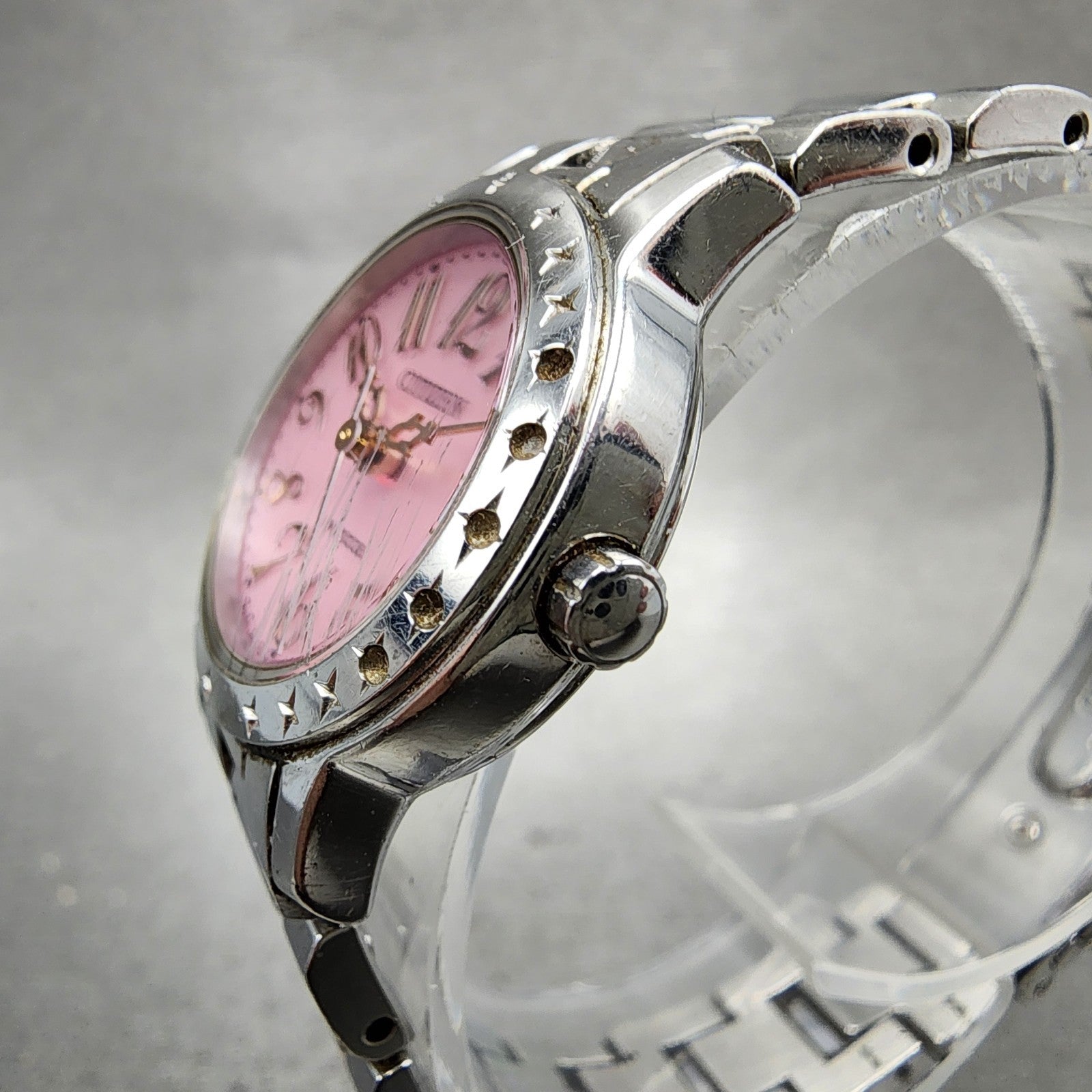 Citizen EcoDrive Wicca Watch Women 25mm Pink Dial Silver Tone Date Round Runs2