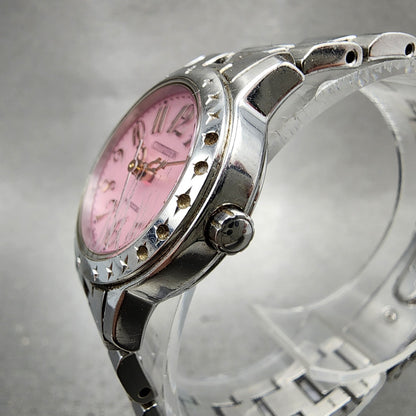 Citizen EcoDrive Wicca Watch Women 25mm Pink Dial Silver Tone Date Round Runs2