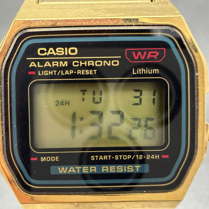 Casio Digital Watch Men 33mm Gold Tone Alarm Chrono Daydate A159WGE New Battery1