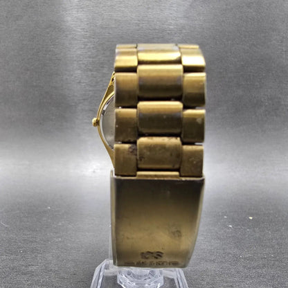 Seiko SQ Watch Men 35mm Champagne Dial Gold Tone Date 5Y22-8020 Round PARTS8