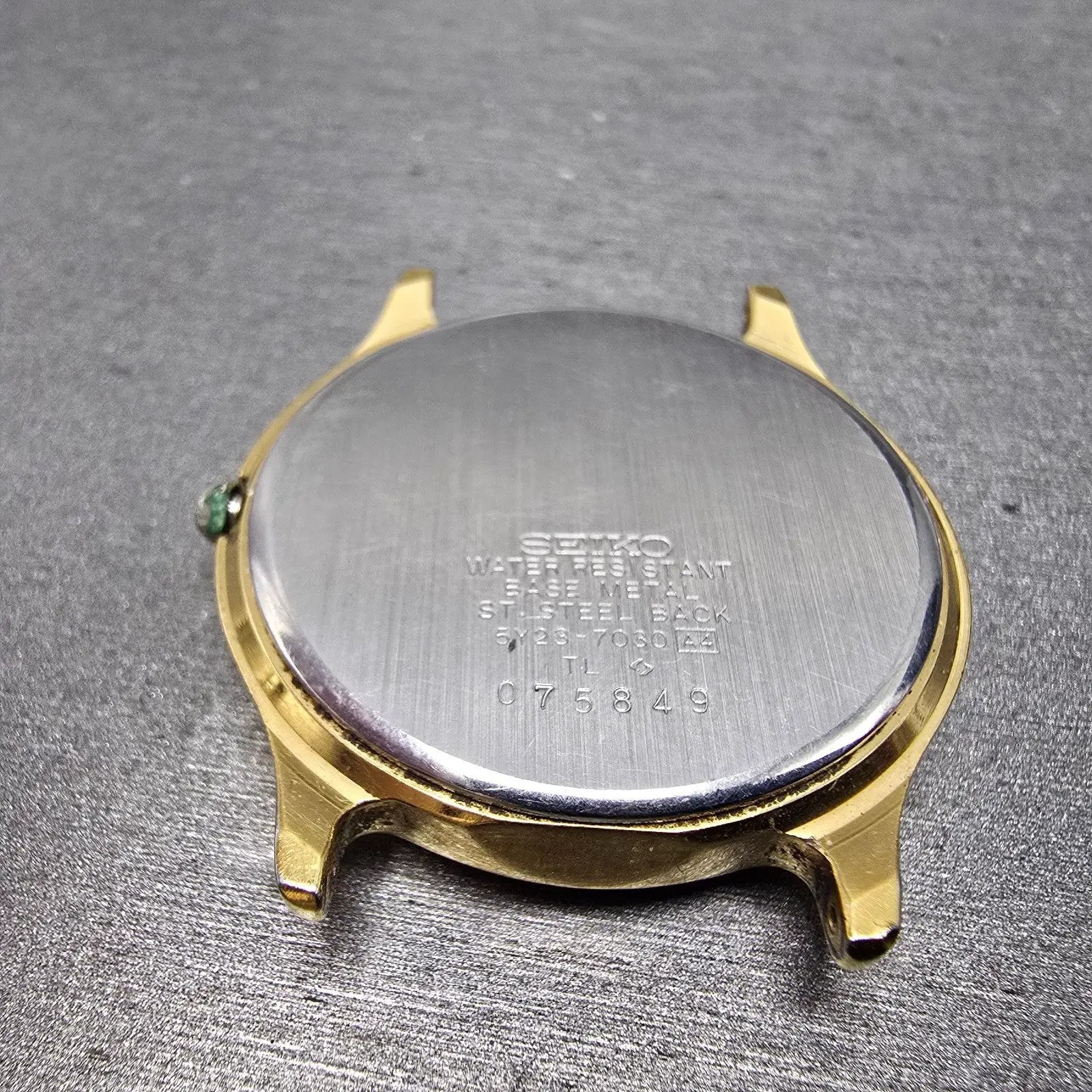 Seiko SQ Watch Men 34mm Champagne Dial Gold Tone Daydate READ!! 5y23-7030 NewBat8