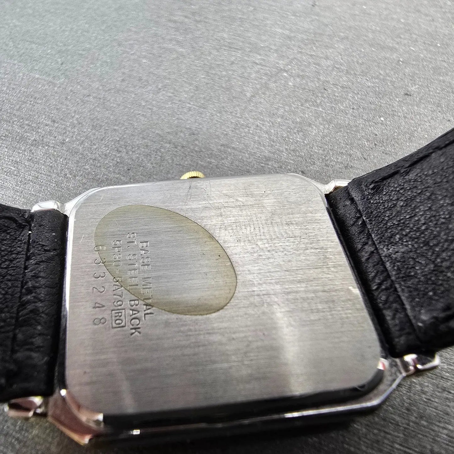 Seiko Tank Watch Men 26mm Black Dial Two Tone Rectangle 5P30-5A79 PARTS Vintage10