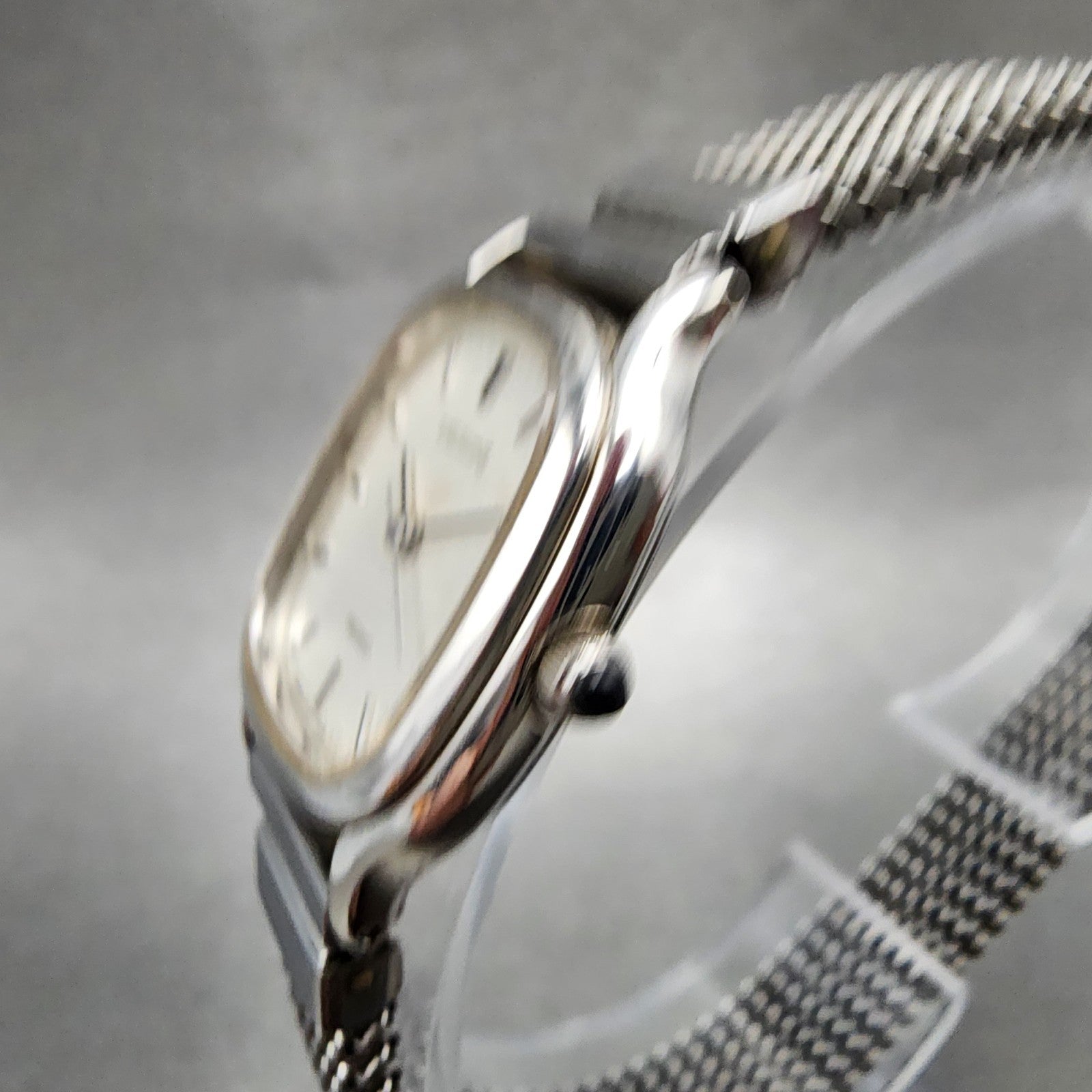 Seiko Exceline Tank Watch Women 21mm Silver Dial Silver Tone 3f315a00 New Batt2