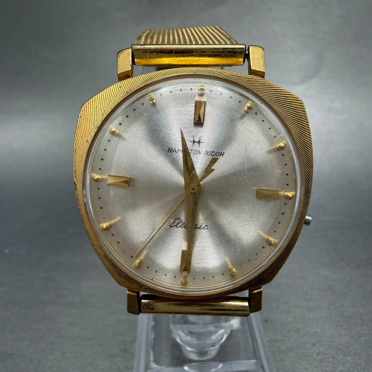 Hamilton Ricoh Electric Watch Men 35mm Champagne Dial Gold Asymmetrical PARTS0