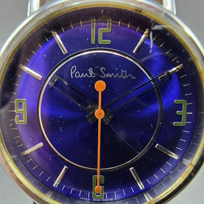Paul Smith Watch Men 36mm Blue Dial Silver Tone Round 6034-H19519 New Battery1