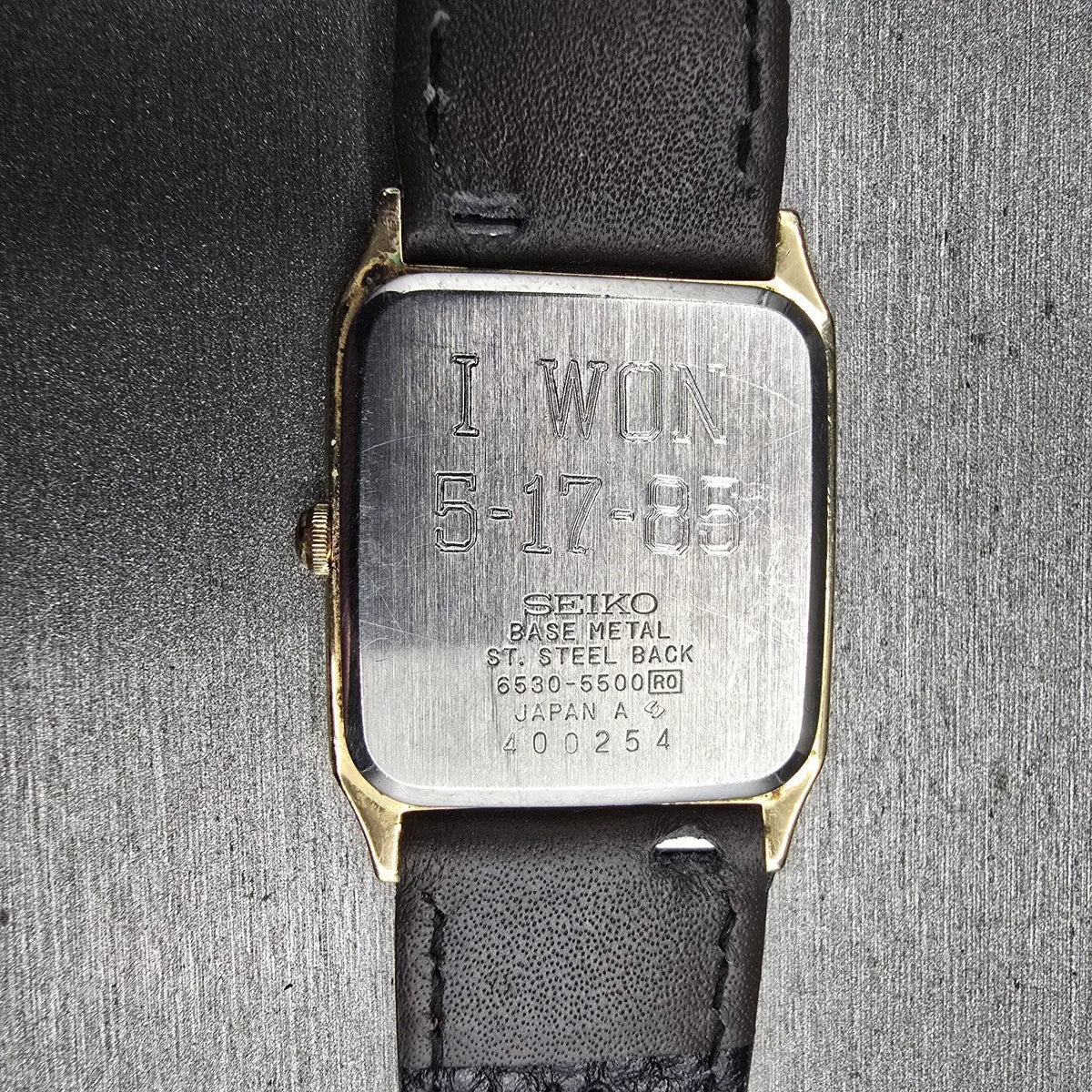 Seiko Tank Watch Men 26mm Silver Dial Gold Tone Rectangle 6530-5500 New Battery10
