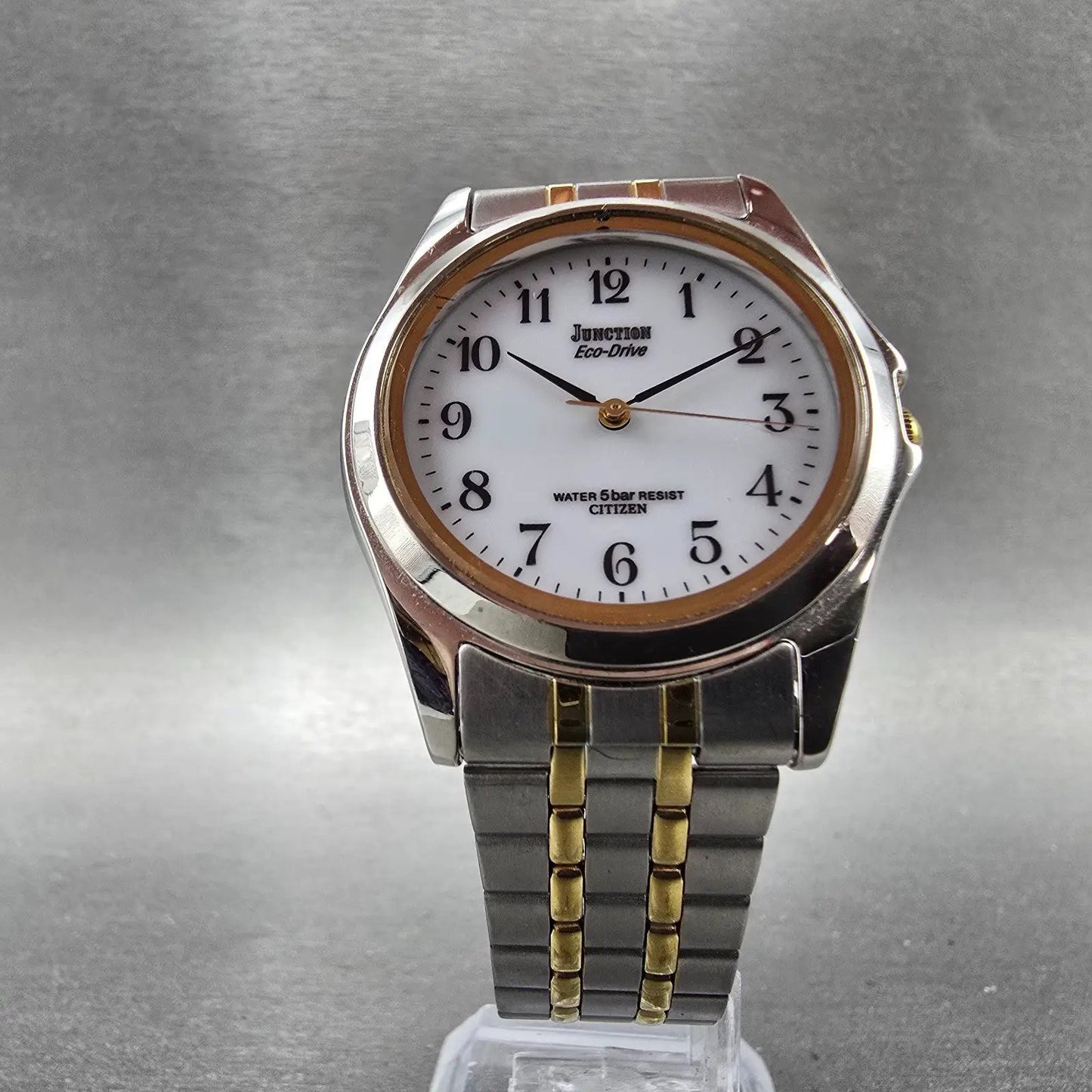 Citizen Eco-Drive Junction Watch Men 36mm White Dial Two Tone Round Runs5