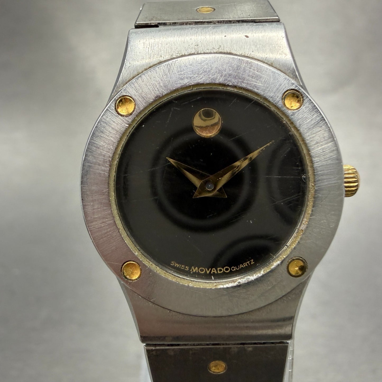 Movado Museum Watch Women 23mm Black Dial Two Tone Round 86-A1-836K New Battery0