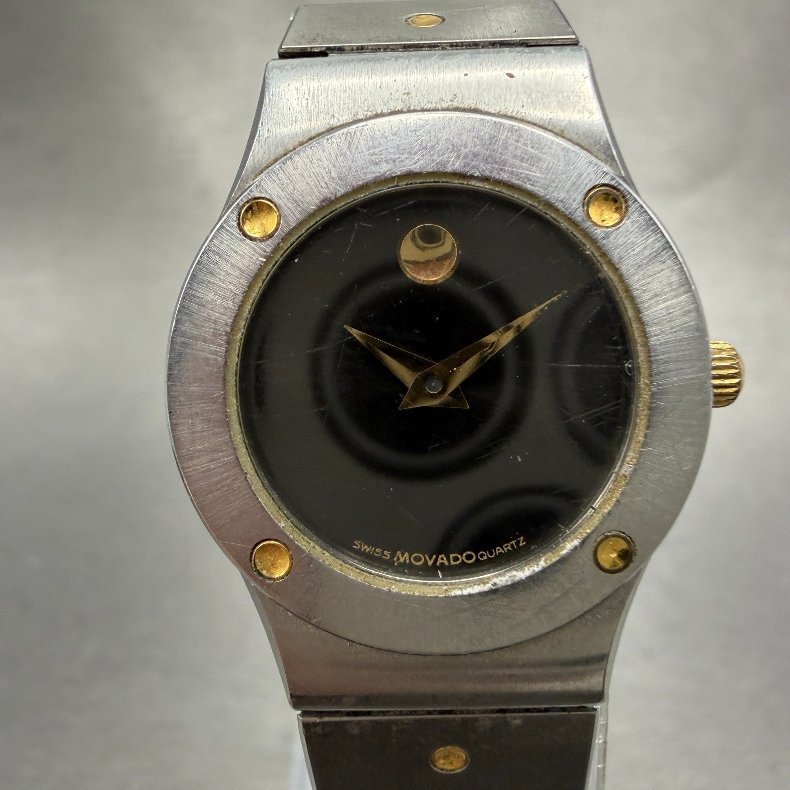 Movado Museum Watch Women 23mm Black Dial Two Tone Round 86-A1-836K New Battery0