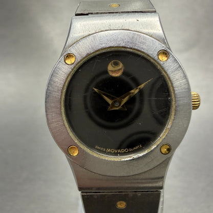 Movado Museum Watch Women 23mm Black Dial Two Tone Round 86-A1-836K New Battery0