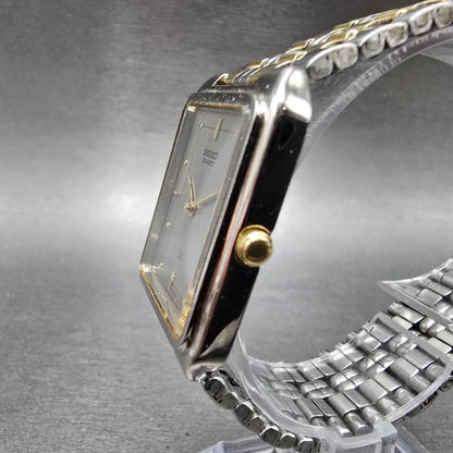 Seiko SX Tank Watch Men 26mm Gray Dial Two Tone Rectangle V701-5K90 PARTS3
