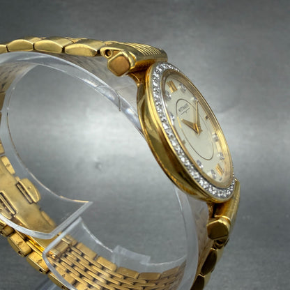 Wittnauer Stratford Watch Women 26mmChampange Dial Gold Diamond Markers New Batt3