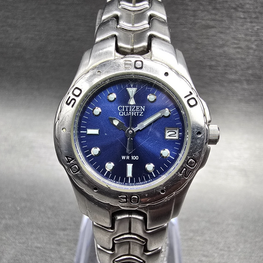 Citizen Diver Watch Women 26mm Blue Dial Silver Tone Date 1012-S92316 New Batt 80
