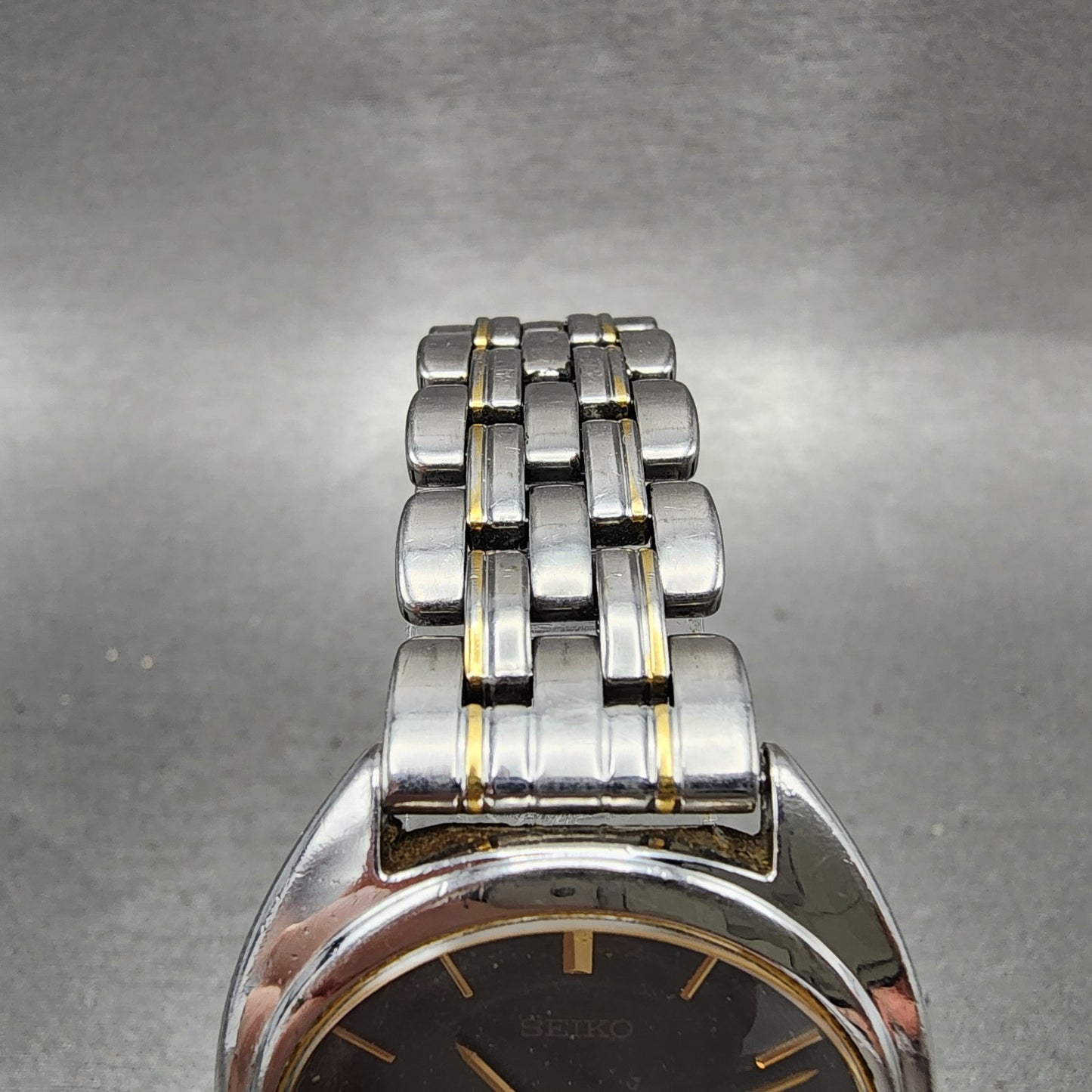 Seiko Lucent Watch Men 33mm Gray Dial Two Tone Round Vintage 5e216e60 PARTS5