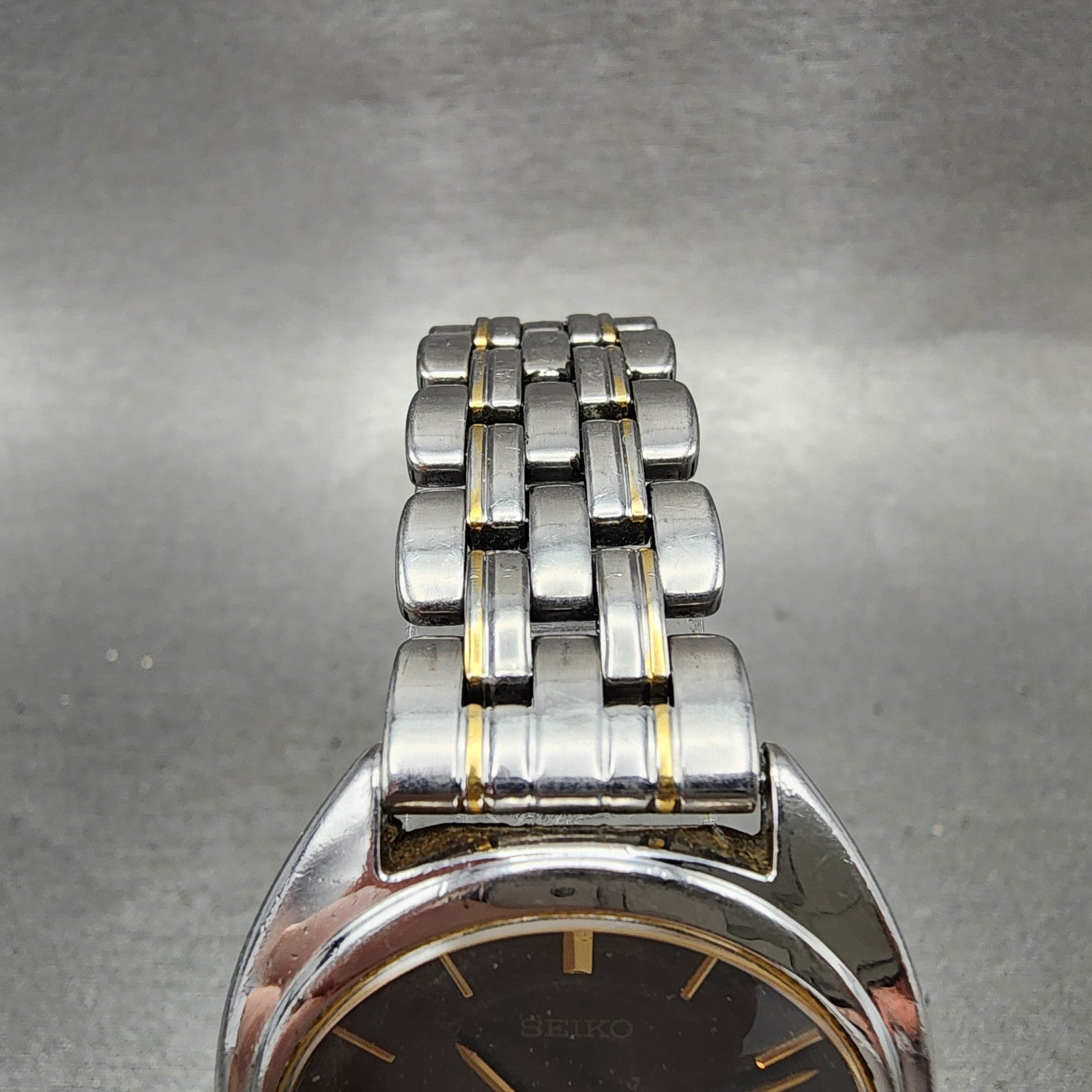 Seiko Lucent Watch Men 33mm Gray Dial Two Tone Round Vintage 5e216e60 PARTS5