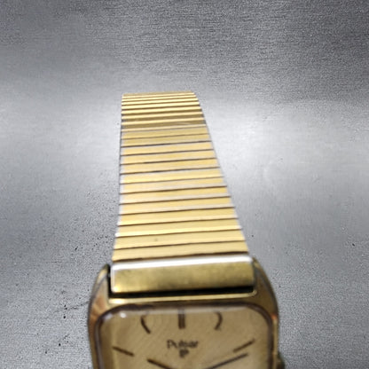Seiko Pulsar Tank Watch Men 27mm Champagne Dial Gold Tone Y1015329b New Battery4