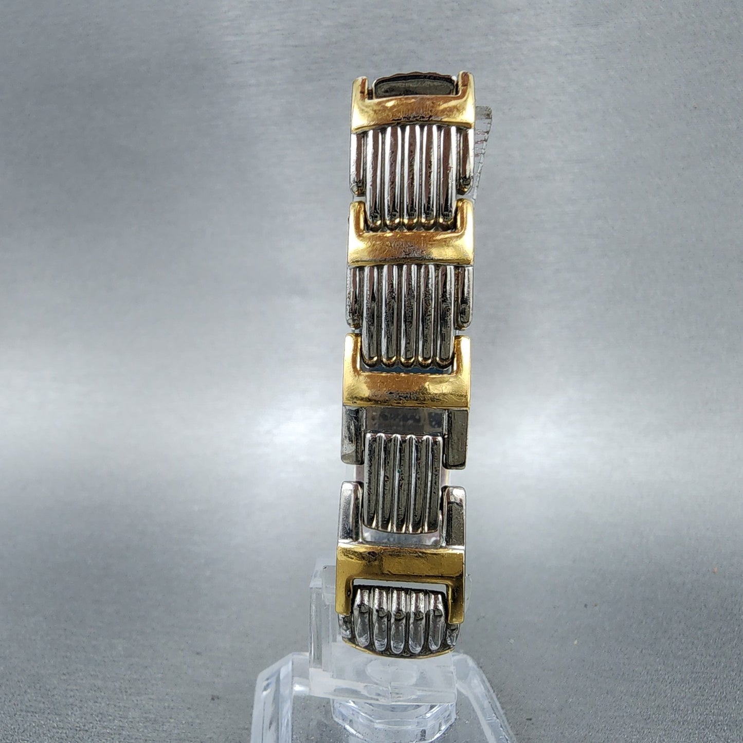 Seiko Tank Watch Women 15mm White Dial Two Tone Rectangle 1f206f60 New Battery7