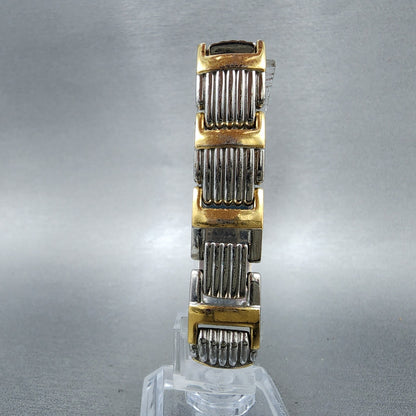 Seiko Tank Watch Women 15mm White Dial Two Tone Rectangle 1f206f60 New Battery7