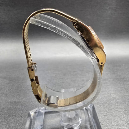 Seiko Watch Women 17mm Gold Dial Gold Tone Oval 5420-0029 New Battery Vintage L8