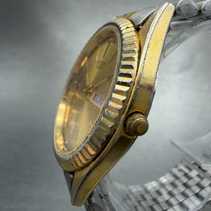 Citizen CQ President Watch Men 35mm Champagne Dial Two Tone Daydate New Battery2