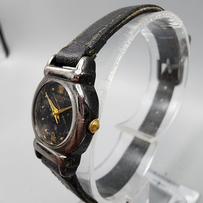 VTG Citizen CQ Watch Women 19mm Black Dial Black Tone 5930-K01060 New Battery