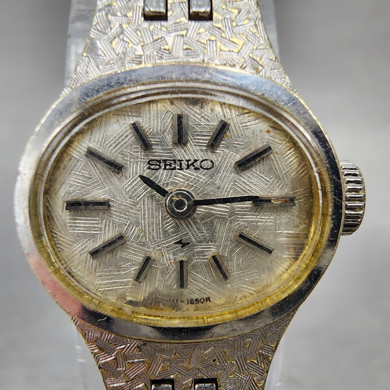 Seiko Watch Women 17mm Silver Dial Silver Tone Manual Round 117619 Runs VTG AB11