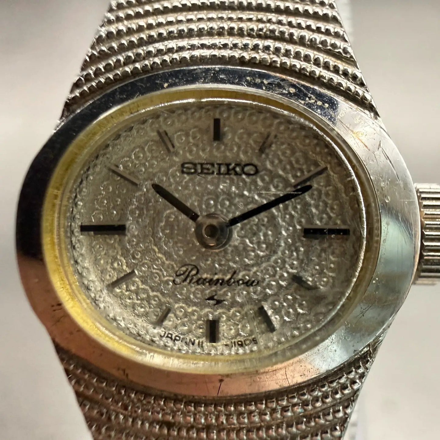 Seiko Watch Women 18mm Silver Dial White Gold Plated Oval 11-7440 Manual Runs1