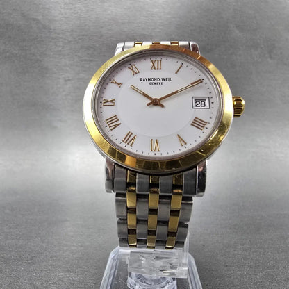 Raymond Weil Toccata Watch Men 35mm White Dial Two Tone Date Round New Battery W5