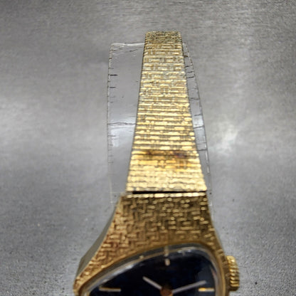 Seiko Asymmetrical Watch Women 21mm Blue Dial Gold Tone Manual Wind 117739 Runs4