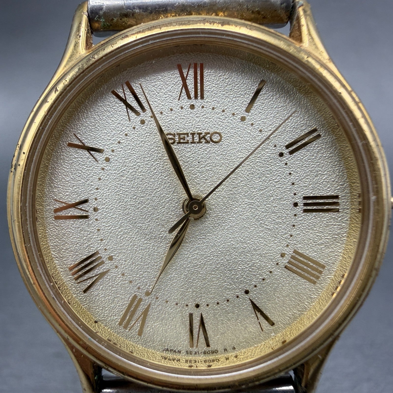 Seiko Spirit Watch Men 31mm Champagne Dial Two Tone Round 5e31-6040 PARTS VTG2