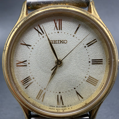 Seiko Spirit Watch Men 31mm Champagne Dial Two Tone Round 5e31-6040 PARTS VTG2