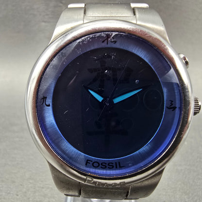 Fossil Big Tic Watch Men 41mm Blue Dial Silver Kanji Round JR-8084 New battery1