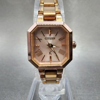 Citizen EcoDrive XC Watch Women 19mm White Dial Rose Gold Date B036 Runs0