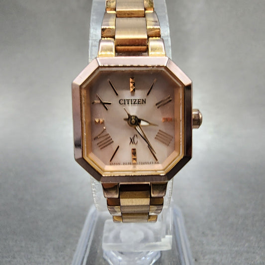 Citizen EcoDrive XC Watch Women 19mm White Dial Rose Gold Date B036 Runs0